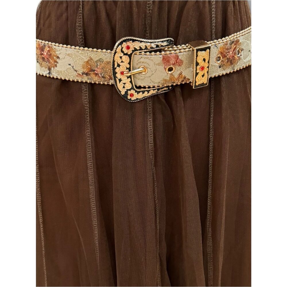 Cream Beige Floral Embroidered Western Belt  - Cowgirl Core Stagecoach Festival